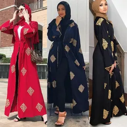 Öffnen Sie Dubai Abaya Kimono Strickjacke Muslim Hijab Kleid Kaftan Abayas Islamische Kleidung für Frauen Kaftan Marocain Katar Robe Musulman216O