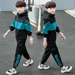 Clothing Sets Fashion Boys Spring Autumn Patchwork Long Sleeve 4 6 8 10 12 13 14 Years Teenagers Children Sports Jacket 230731