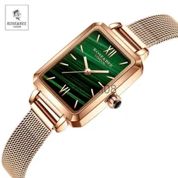 Inne zegarki Zielony Malhite Japan Kwarc Ruch Roma Vintage Ladies zegarki Dropshipping Kobiety Zegarki Stal nierdzewna Rose Gold Watches J230728