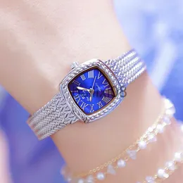 Outros relógios BS Relógio feminino Relógio de pulso pequeno Quadrado de ouro Mostrador pequeno Aço inoxidável Relógio de prata Relógios femininos de luxo simples para mulheres 2022 J230728