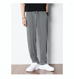 Men's Pants Ice Silk Summer Thin Loose Beam Feet Sagging Quick-drying Casual Trousers Trend Nine-point Harem Sports 120KG