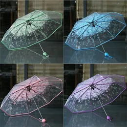 Umbrellas Umbrella Transparent Multicolor Clear Umbrella Cherry Blossom Mushroom Apollo Sakura 3 Fold Creative Long-Handle Umbrella 230731