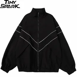 Herren Jacken Männer Hip Hop Streetwear Reflektierende Gestreifte Jacke Mantel Zipper Up Windjacke Harajuku Dünne Sport Schwarz Blau 230731