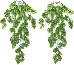 Decorative Flowers Green Artificial Turtleback Leaf Ivy Vine Fake Plant Wall Hanging Home Garden Wedding Decor DIY Christmas Decorations