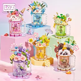 Blocchi Loz Ice Cream Quicksand Cup Piccola Assemblaggio di particelle Costruzione di giocattoli per bambini Ornamenti Milky Tea Li Zhi 230731