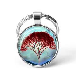 Key Rings New Fashion Design Tree Of Life Chains Handmade Glass Dome Natural Creature Keyring Creative Divergent Christmas Gift Drop D Dh8Fx