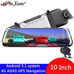 WHEXUNE 4G 10 IPS Android 5 1 Carro DVR Câmera ADAS espelho Dash cam Gravador de vídeo Full HD Espelho retrovisor WiFi GPS registrador2088