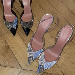Luksusowe buty sukienki seksowne damskie buty marki designerski przezroczysty łuk kryształowy guzik diamentów dekoracyjne buty wysokiej jakości sandały damskie buty obiadowe buty fabryczne
