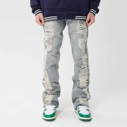 Herrbyxor 2023 ropa grunge y2k street klädhål tårficka jeans mäns kläder rak hip hop gotiska denim byxor pantalon homme z230731