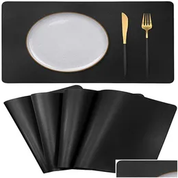 Mattor kuddar placemats bord för matsal utomhus vattentät fläckbeständig slitstark faux pu läder värme insation droppe droppleverans hem otzs