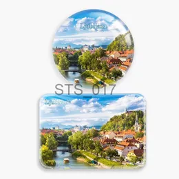 Magneti per il frigorifero Lubiana Slovenia Magnete per il frigorifero Viaggio nel mondo Souvenir Vetro Adesivi per frigorifero Decorazioni per la casa Regalo turistico x0731