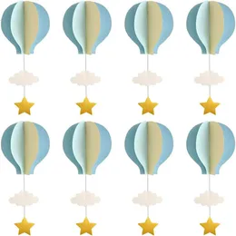 Banner Flags 8/4 PCS Pastel Mavi Büyük Boyut Balon Çelenk Dekor Kağıt Bulut Balonu Asılı Doğum Günü Bebek Duş Dekorasyonu 230731