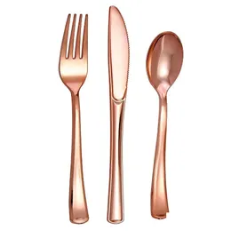 Set di stoviglie 20 pezzi di plastica oro Sierware usa e getta coltello e forchetta cucchiaio stoviglie di compleanno decorazioni per feste consegna goccia Otrq5