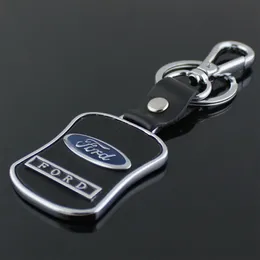 5st Lot Läderbil Nyckelring Logotyp Nyckelring Böjda form Keykomponenter Fashion Men's Midje Key Chain for Ford Focus 2 3 Chav256x