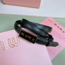 Reflow brand boutique Miu belt belt buckle copper plated genuine leather top layer cowhide thin narrow female
