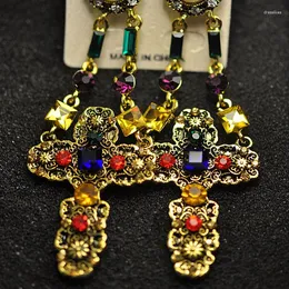 Dangle Earrings Fashion Vintage Pearl Cross Long For Women