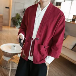 エスニック衣類プラスサイズM-5XL伝統的な中国人男性コットンリネンタイキガンコスチュームオリエンタルメンズトップCN-015