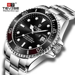 Modemärke Tevise Men Stailness Steel Band Automatisk mekanisk klocka Fashion Men Luminous Date Business Wristwatch262a