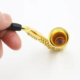 Conjunto de cachimbos de metal kit mini saxofone trompete alto-falante forma de sax cachimbos de tabaco fumar erva cachimbo com telas filtro de malha dhl