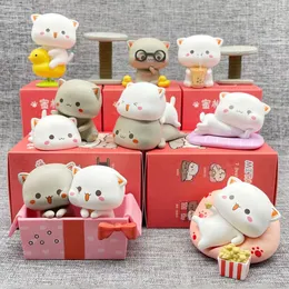 Blind Box 8pcs/Set Cute Animal Lucky Mitao Cat Creative Surprise Blind Box Girls Toys Figure Doll Kids Car Decor Xmas Christmas Gifts 230731