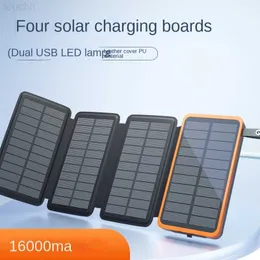 Bancos de energia para celular Carregador solar 16000mAh Banco de energia portátil com 3 painéis solares Bateria externa à prova d'água Lanterna LED para Smartphones L230731