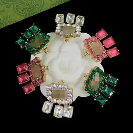 Färgade diamanter kristall dingle charm örhängen för kvinna öron studs örhänge trend par mode smycken med låda cgue12 --07