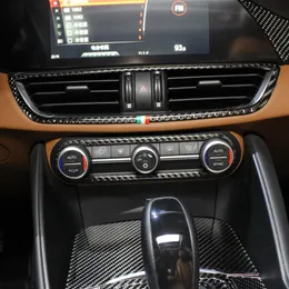 Carbon Fiber Car Center Air Outlet Frame Decoration Trim Sticker Car-Styling för Alfa Romeo Giulia Stelvio 2017 2018 Accessories248Z