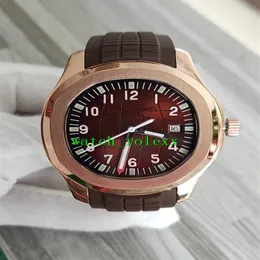 豪華な新しいAquanaut 5167R-001 5167R Brown Dial Asian 2813自動メンズウォッチローズゴールドケースブラウンラバーストラップGentsスポーツウォッチ2871