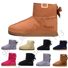 2023 Designer Women Snow Boots Triple Black Chestnut Purple Pink Navy Grey Fashion Classic Knee Ankle Short Boot Woman Ladies Keep Warm Designers Booties Shoes Gai