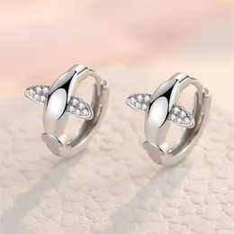 Boucles d'oreilles créoles mignon Zircon pour dame accessoires de fête mode argent Sterling 925 femmes cerceaux bijoux avec des pierres brillantes