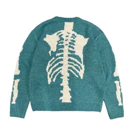 Men's Sweaters 2023 Top Quality Vintage Print Knitted Sweater Bone Men ONeck Pullover Herren Ropa De Hombre 230731