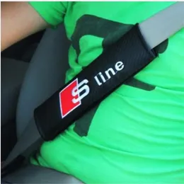 2pcs زوج حزام الأمان Cover Cover Sive S Line Rs Logo Soft Strap Protector لـ Audi A3 A4 A5 A6 Q5 Q7 Car Tyling2562