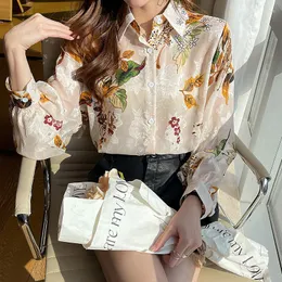 Kvinnors blusar Camisas y Blusaas Para Mujer Korean Style Casual Shirts Women Top Y2K Longeple's Floral Print Office for Girls