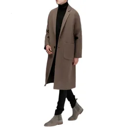 Misto lana da uomo Cappotto invernale di lana da uomo spesso Cappotto lungo da uomo stile britannico sciolto Cappotto vintage in misto lana Cappotto kaki Giacca a vento oversize Xxxl 231101