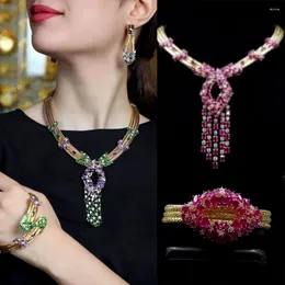 Collana di orecchini Set Soramoore splendido 4 pezzi anello braccialetto per donne gioielli da sposa 2023 alla moda