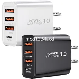 Carica rapida veloce Eu US UK 4 porte Tipo C USB-C PD QC3.0 Caricatore da muro Ac Home Travel Power Adapter per IPhone 12 13 14 Samsung Htc M1