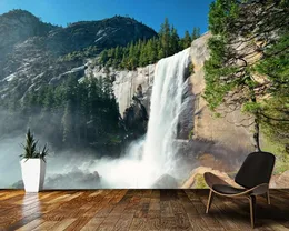 Bakgrundsbilder Papel de Parede Valley Waterfall Natural Landscape 3D Wallpaper Mural vardagsrum tv -vägg sovrum papper heminredning