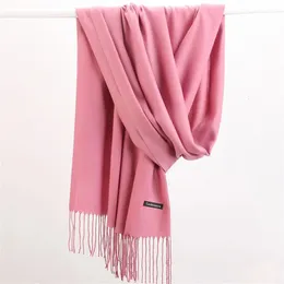 Scarves Fashion Solid Color 2023 Women Scarf Winter Hijabs Tessale Tassels Long Lady Shawls Cashmere Like Pashmina Wraps 231101