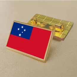 Party Samoa Flag Pin 2.5*1.5cm Zinc Die-cast Pvc Colour Coated Gold Rectangular Medallion Badge Without Added Resin