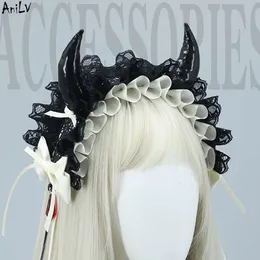 アニハロウィーンレースヘアバンドダークデビルゴシックゴージャスなヘアピンヘッドウェアコスプレコスプレ