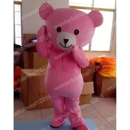 أداء Pink Teddy Bear Mascot Costumes Carnival Hallowen Gifts البالغين حجمًا يتوهم ألعاب الزي عطلة في الهواء الطلق بدلة إعلانية للرجال نساء