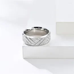 Cluster Rings Frosted Geometric Rhombus Titanium Lattice High Quelity Fine Stainless Steel Male Female Ring Polished No Fading JZ454