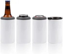 4in1 Sublimation Blanks Can 12 OZ 14 OZ Isolator White Tumbler Cooler with Lid Cricut Mug for Slim Standard CansBier Bottles a7501372