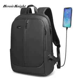 Plecak Heroic Knight Men Business Business Waterproof 17.3 "Torba laptopa luksusowa torba z pracą USB Moda Multifunkcyjna szkoła plecak 231031