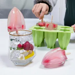 6 Cavity Starfruit Silicone Ice Cream Mold Tools Diy Ice Popsicle 3D Mögel med lock Hemlagad Popsicle Set