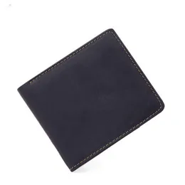 Plånböcker Modeller Crazy Leather Men's Short Wallet Retro Casual Horisontell stycke Bag Kort ID Holder Purse1