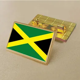 Party Jamaica Flag Pin 2,5*1,5 cm zink gjuten PVC färgbelagd guld rektangulär medaljongemblem utan tillsatt harts