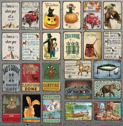 Gone Fishing Dog Rules Shabby Chic Metal Tin Sign Animal Wall Pub Restaurant Home Art Pet Shop Decor Cuadros7339192