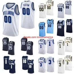 College Villanova Wildcats 농구 유니폼 10 Donte Divincenzo Jalen Brunson 1 Kyle Lowry 25 Mikal Bridges 3 Josh Hart Sewing NCAA 사용자 정의 이름 번호