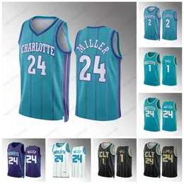 新しいクラシック24Brandon Miller Charlotte Custom Mens Women Youths P.J. 25 Washington Lamelo 1Ball 20Gordon Hayward 12Kelly Oubre Jr. Hornets Jerseys